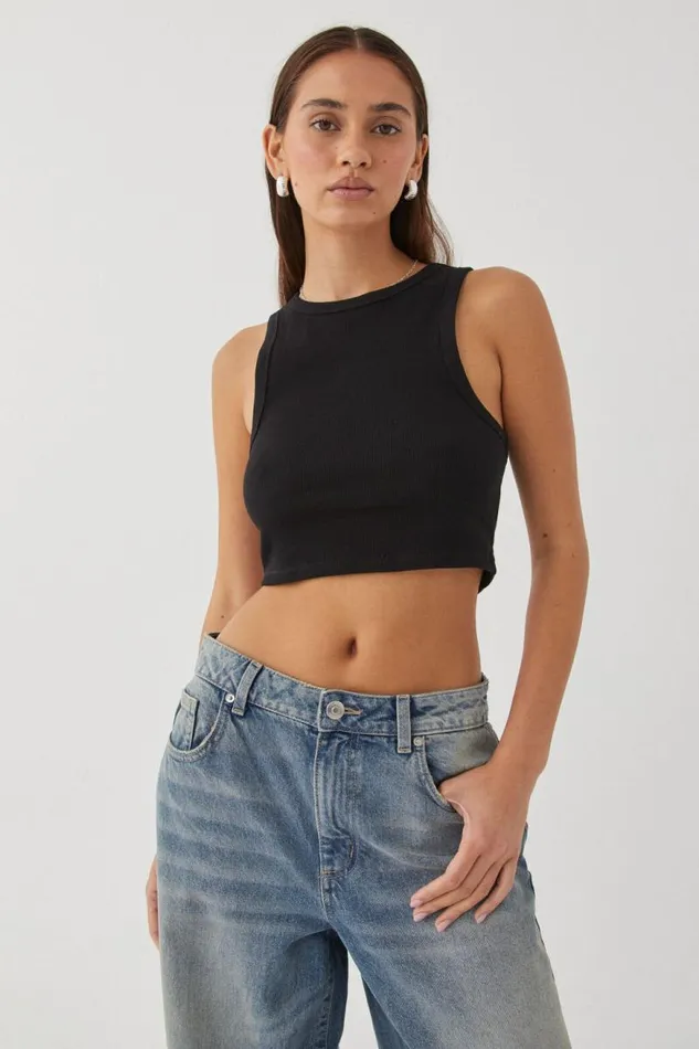 Clothing Supr Tank Tops Rib Cropped Tank Black