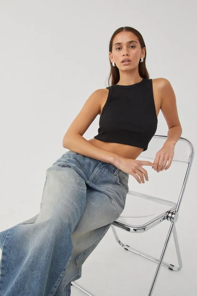 Clothing Supr Tank Tops Rib Cropped Tank Black