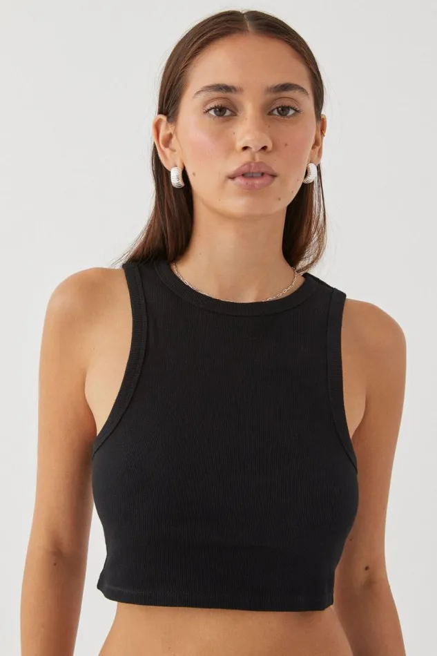 Clothing Supr Tank Tops Rib Cropped Tank Black