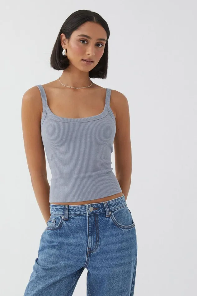 Clothing Supr Tank Tops Riri Scoop Neck Tank Blue Grey