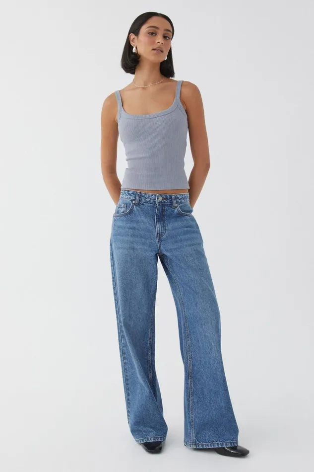 Clothing Supr Tank Tops Riri Scoop Neck Tank Blue Grey