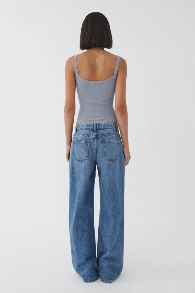 Clothing Supr Tank Tops Riri Scoop Neck Tank Blue Grey