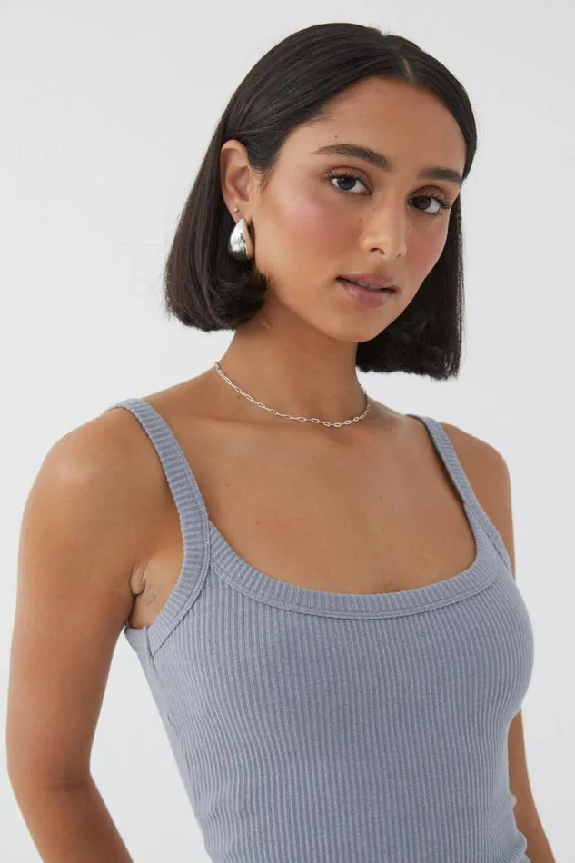Clothing Supr Tank Tops Riri Scoop Neck Tank Blue Grey