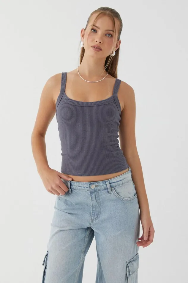 Clothing Supr Tank Tops Riri Scoop Neck Tank Iron Grey