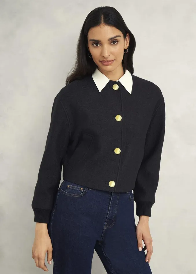 Coats and Jackets Women HOBBS Elsham Bomber Jacket With Wool Black
