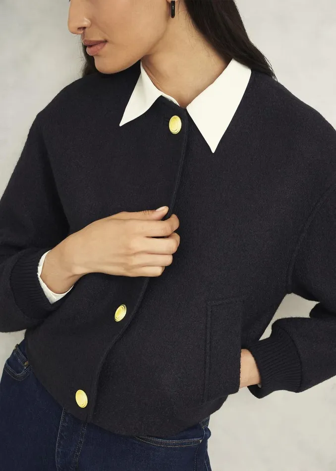 Coats and Jackets Women HOBBS Elsham Bomber Jacket With Wool Black