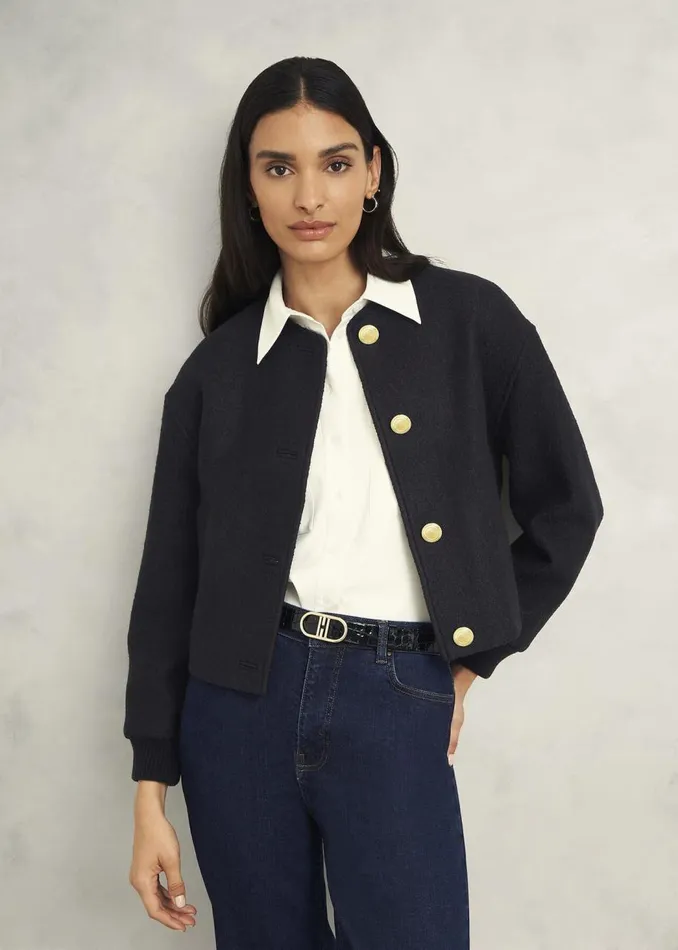Coats and Jackets Women HOBBS Elsham Bomber Jacket With Wool Black