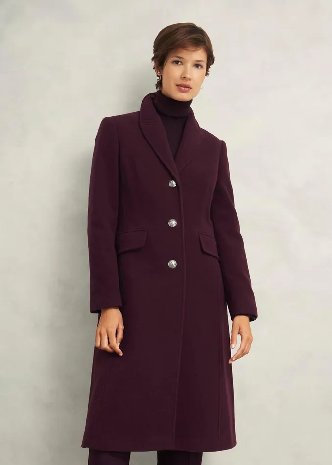 Coats and Jackets Women HOBBS Petite Edwina Wool Blend Coat Wine