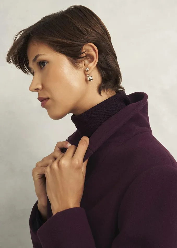 Coats and Jackets Women HOBBS Petite Edwina Wool Blend Coat Wine