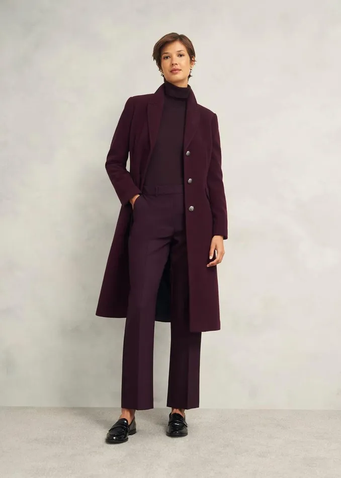 Coats and Jackets Women HOBBS Petite Edwina Wool Blend Coat Wine