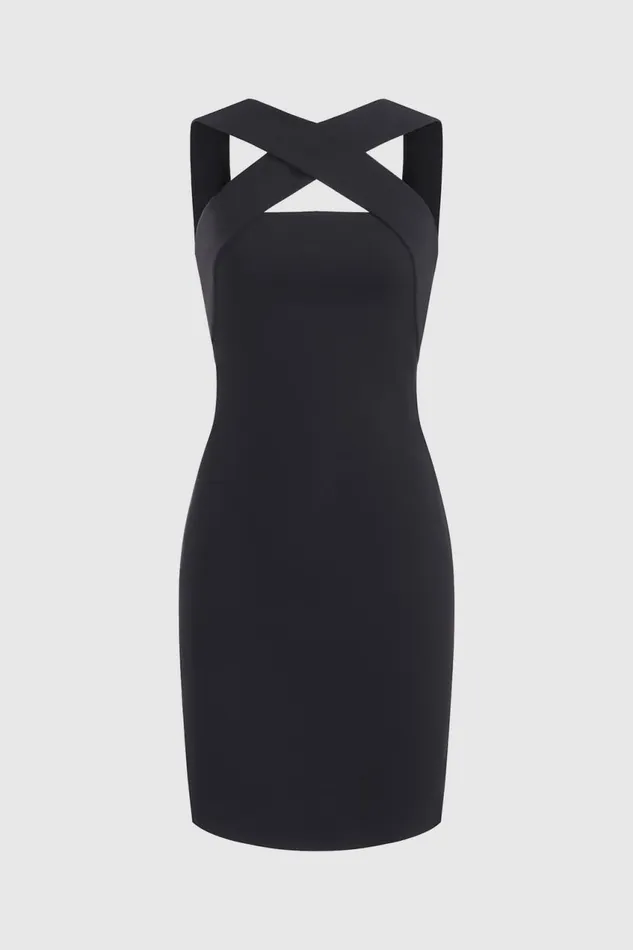 Cocktail Women Halston Andie Stretch Crepe Dress Jet Black