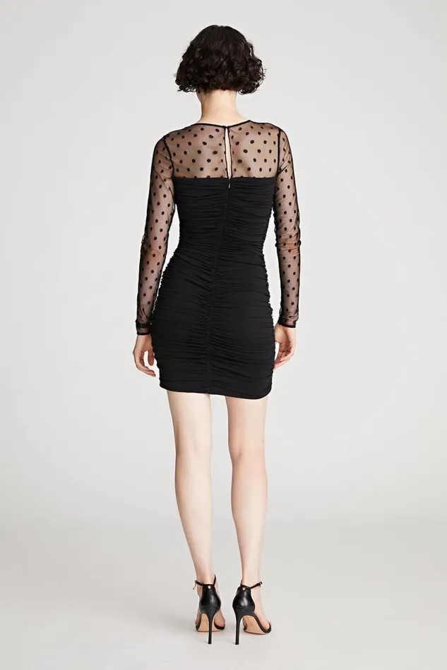 Cocktail Women Halston Hilary Dress In Jersey and Mesh Black