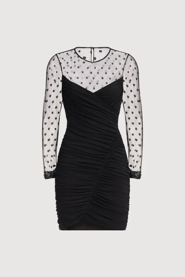 Cocktail Women Halston Hilary Dress In Jersey and Mesh Black