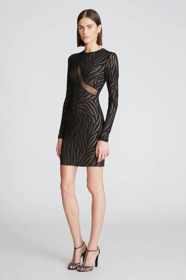 Cocktail Women Halston Tatum Dress In Zebra Burnout Black