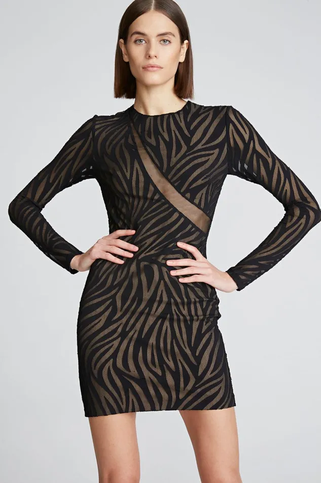 Cocktail Women Halston Tatum Dress In Zebra Burnout Black