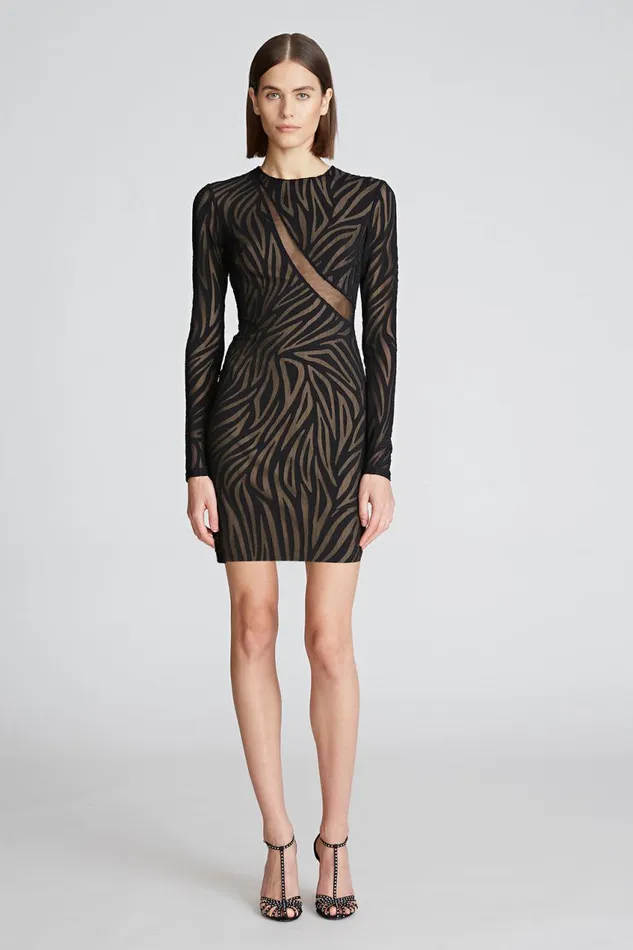 Cocktail Women Halston Tatum Dress In Zebra Burnout Black