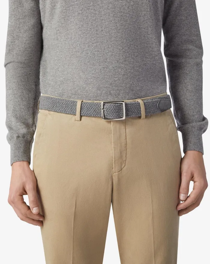 Corneliani Belts And Gloves Grey Weaved Fabric Belt For Men 8211 Men