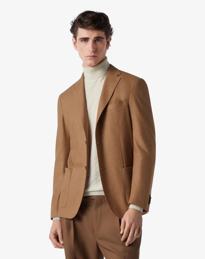 Corneliani Jackets Camel Beige Stretch Flannel Jacket For Men 8211 Men