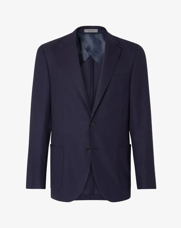 Corneliani Jackets Navy Blue 2button Hopsack Wool Jacket 8211 Men