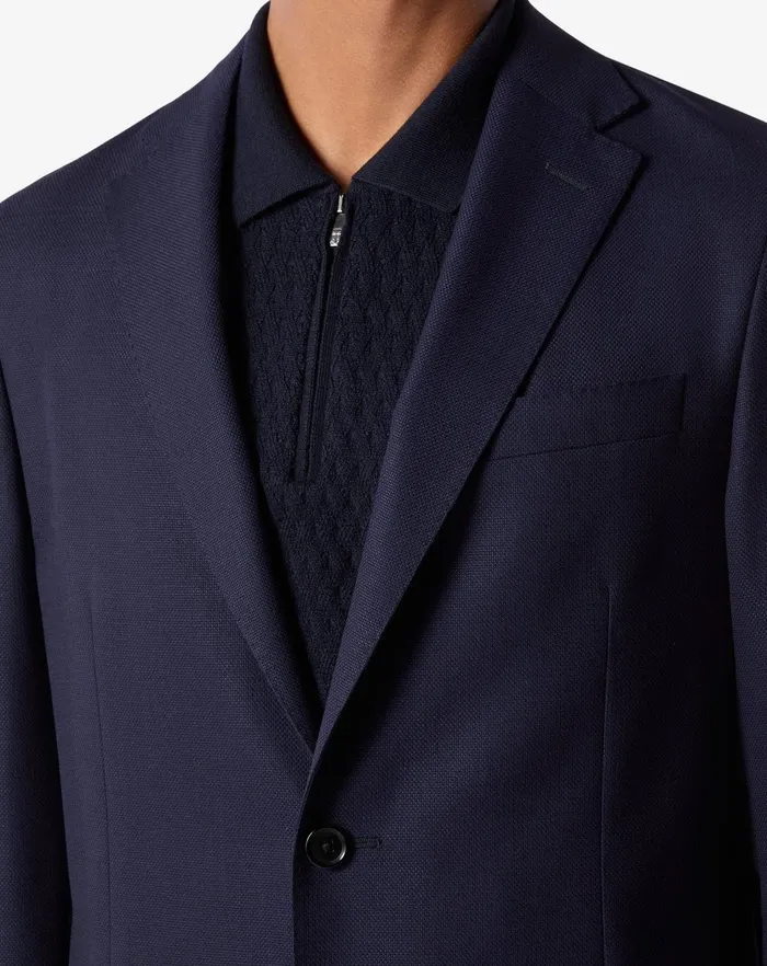 Corneliani Jackets Navy Blue 2button Hopsack Wool Jacket 8211 Men