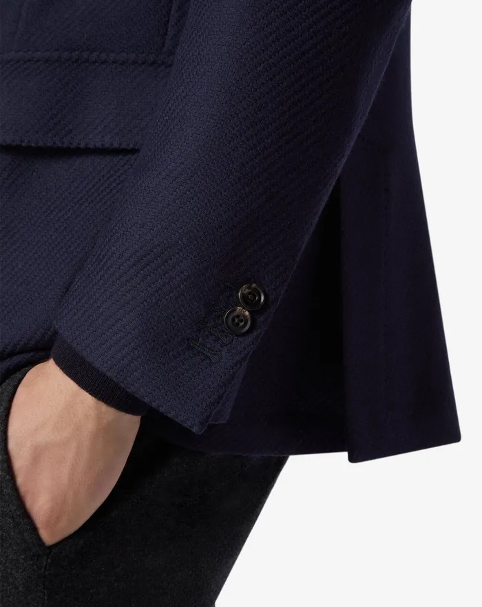 Corneliani Jackets Navy Blue Jumperlike Wool Singlebreasted Jacket For Men 8211 Men