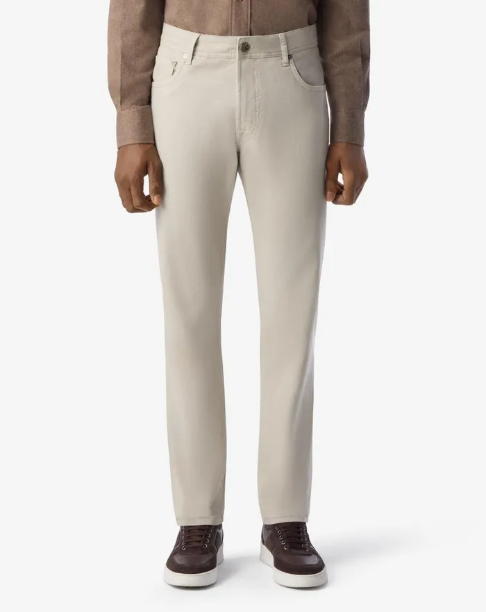 Corneliani Jeans and Slacks Ecru Stretch Gabardine 5pocket Trousers For Men 8211 Men