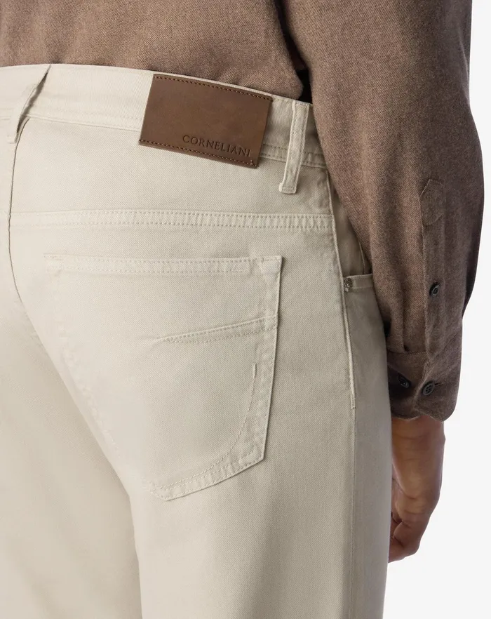 Corneliani Jeans and Slacks Ecru Stretch Gabardine 5pocket Trousers For Men 8211 Men