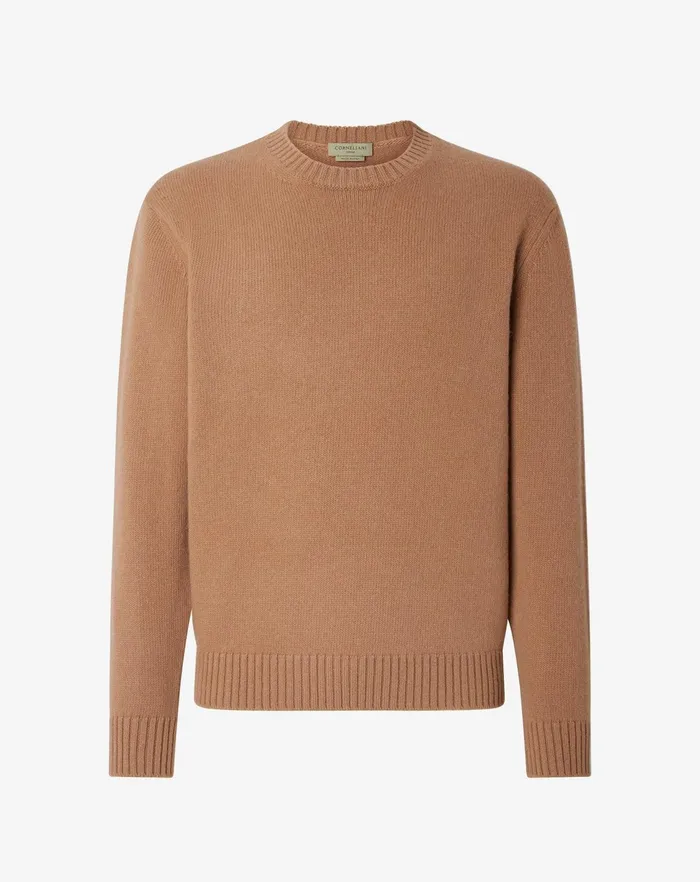 Corneliani Knitwear Beige Wool And Alpaca Crewneck Sweater 8211 Men