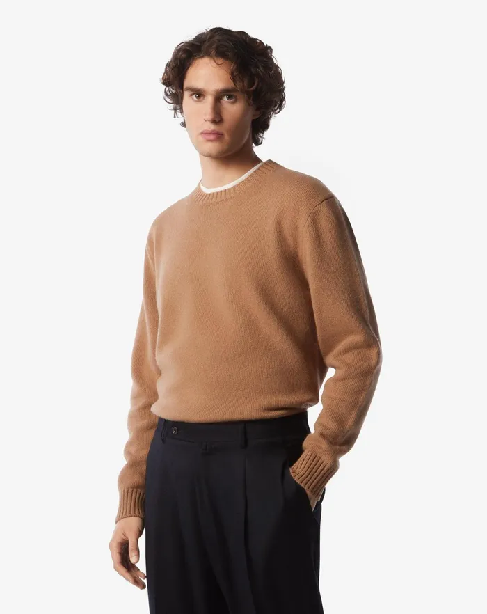 Corneliani Knitwear Beige Wool And Alpaca Crewneck Sweater 8211 Men