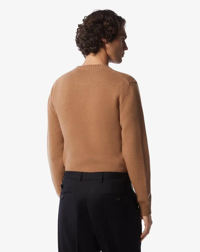 Corneliani Knitwear Beige Wool And Alpaca Crewneck Sweater 8211 Men