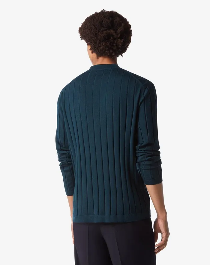Corneliani Knitwear Dark Teal Blue Extrafine Merino Crewneck Sweater For Men 8211 Men