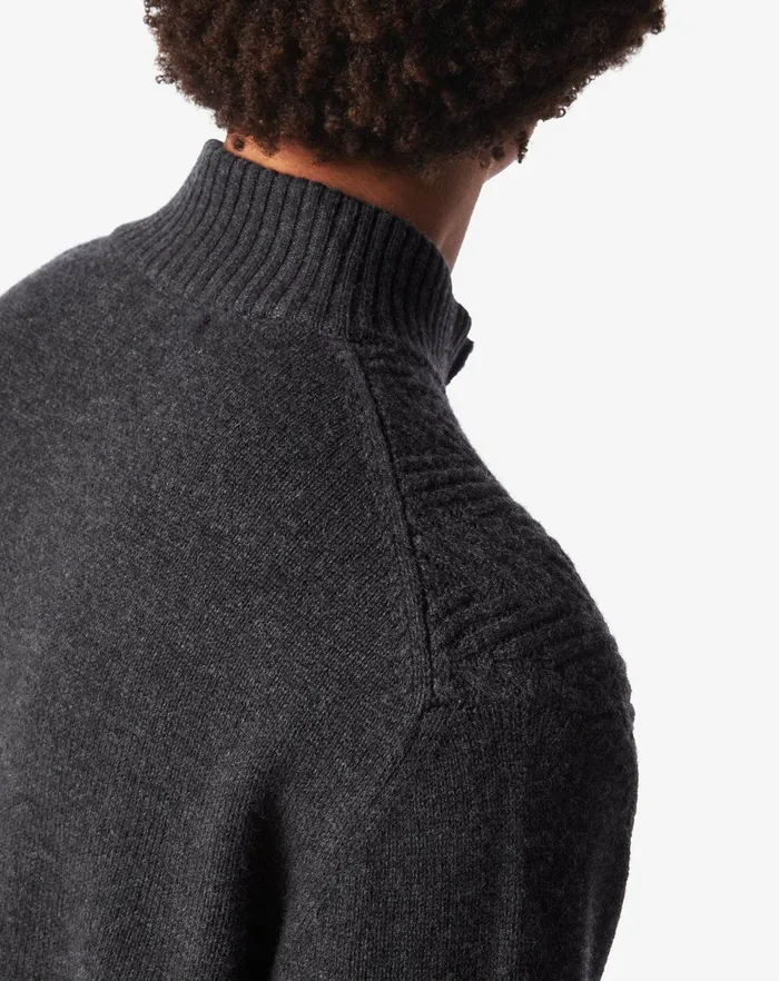 Corneliani Knitwear Grey Wool And Cashmere Turtleneck With Diagonal Stitch 8211 Men