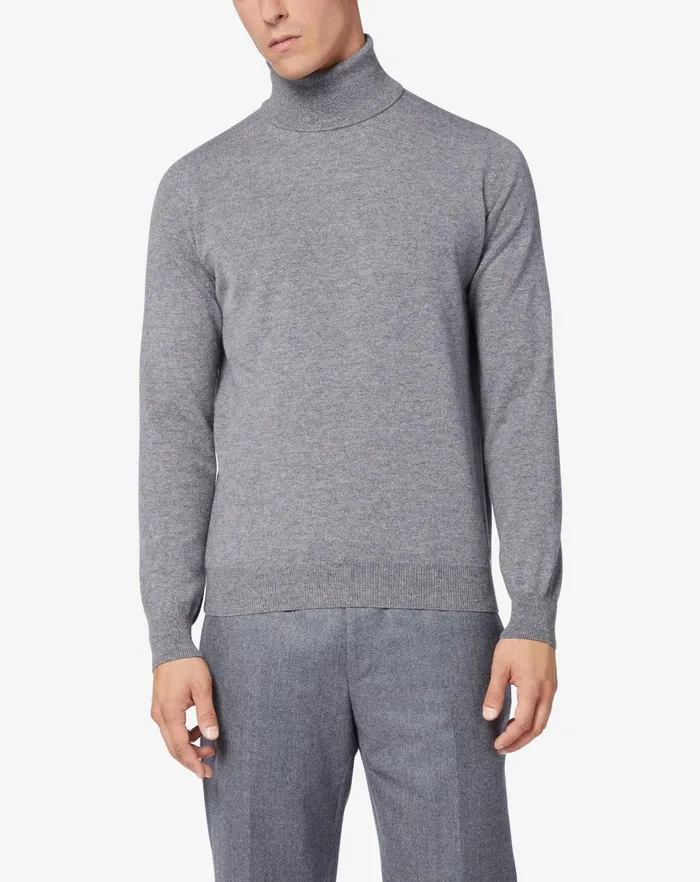 Corneliani Knitwear Light Grey Turtleneck In Wool And Cashmere 8211 Men