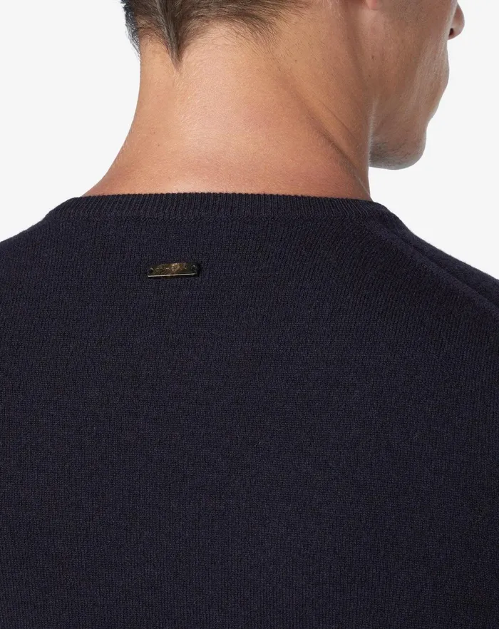 Corneliani Knitwear Wool And Cashmere Crew Neck In Blue 8211 Men