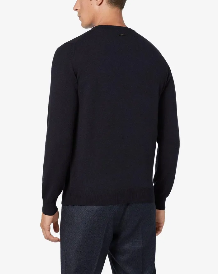 Corneliani Knitwear Wool And Cashmere Crew Neck In Blue 8211 Men
