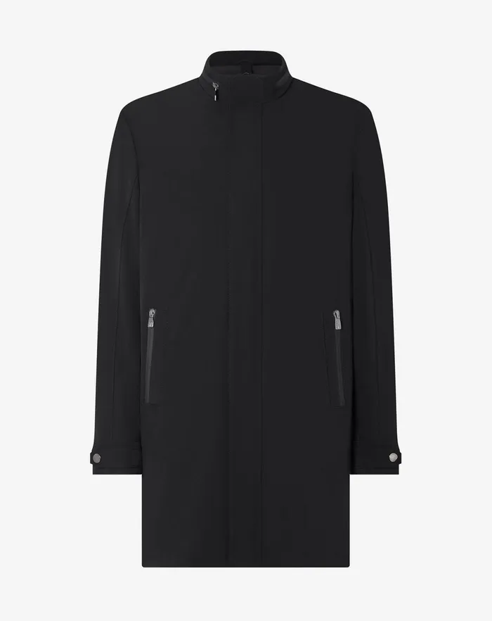 Corneliani Outerwear And Coats Black Super Stretch Technical Fabric Caban Coat For Men 8211 Men