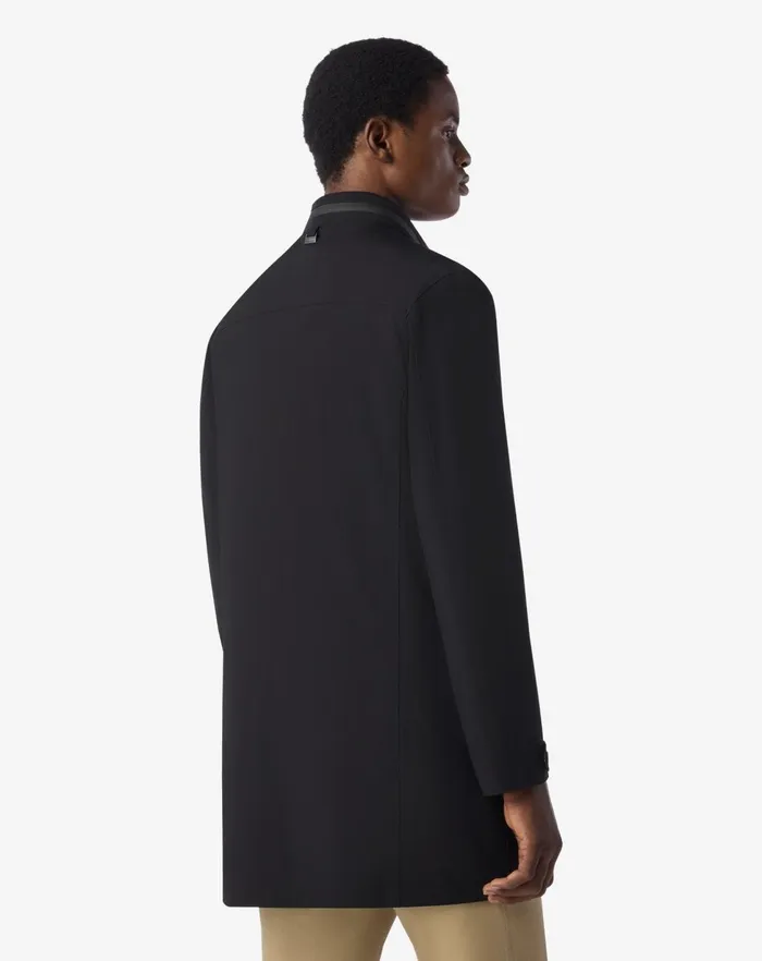 Corneliani Outerwear And Coats Black Super Stretch Technical Fabric Caban Coat For Men 8211 Men