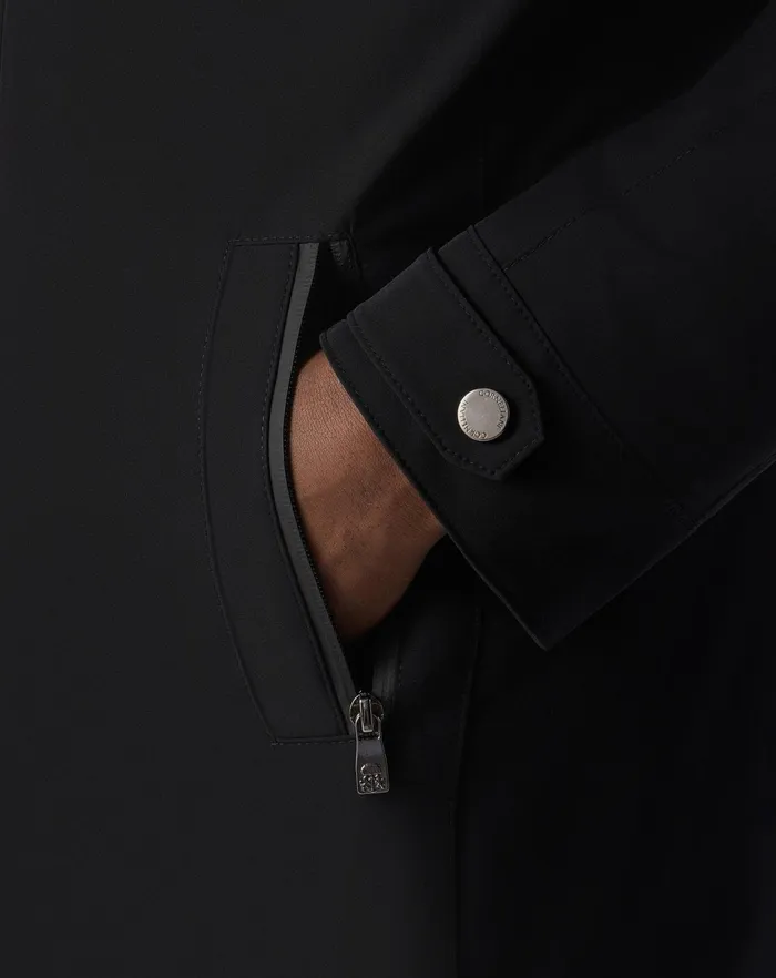 Corneliani Outerwear And Coats Black Super Stretch Technical Fabric Caban Coat For Men 8211 Men