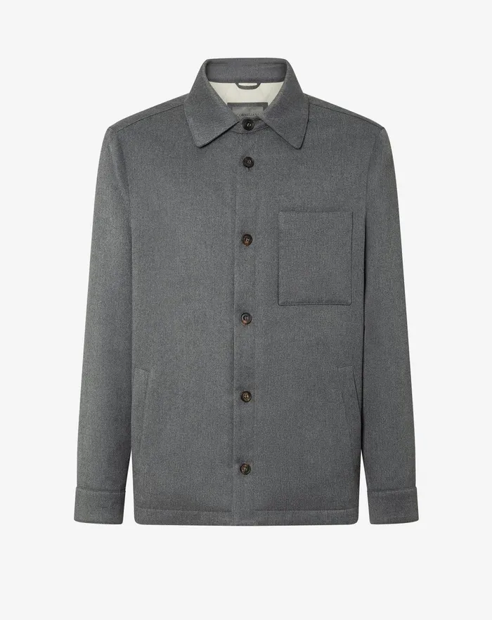 Corneliani Outerwear And Coats Melange Grey Flannel Overshirt For Men 8211 Men