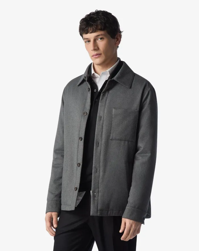 Corneliani Outerwear And Coats Melange Grey Flannel Overshirt For Men 8211 Men