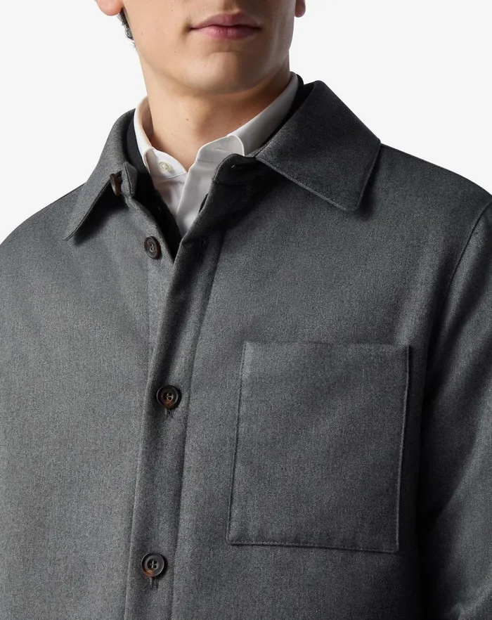 Corneliani Outerwear And Coats Melange Grey Flannel Overshirt For Men 8211 Men