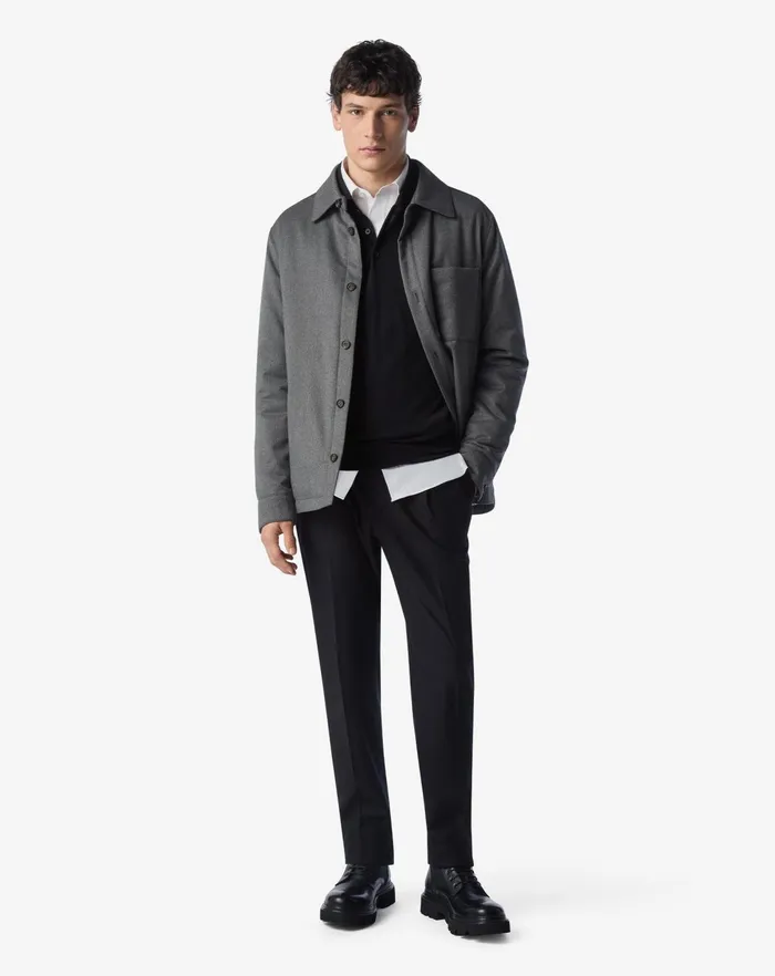 Corneliani Outerwear And Coats Melange Grey Flannel Overshirt For Men 8211 Men