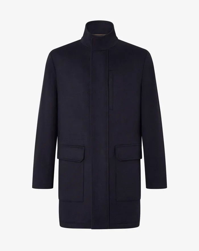 Corneliani Outerwear And Coats Navy Blue Pure Wool Beaver Caban Coat For Men 8211 Men