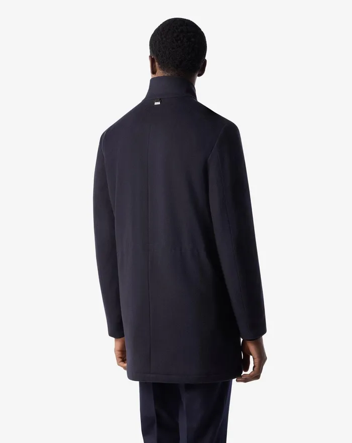 Corneliani Outerwear And Coats Navy Blue Pure Wool Beaver Caban Coat For Men 8211 Men