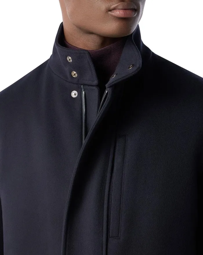 Corneliani Outerwear And Coats Navy Blue Pure Wool Beaver Caban Coat For Men 8211 Men