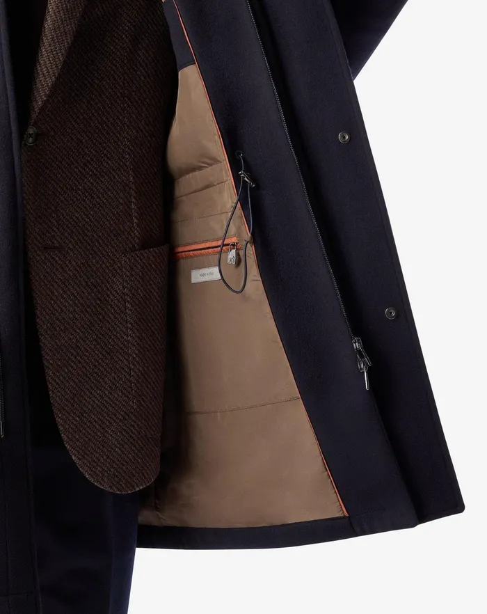 Corneliani Outerwear And Coats Navy Blue Pure Wool Beaver Caban Coat For Men 8211 Men