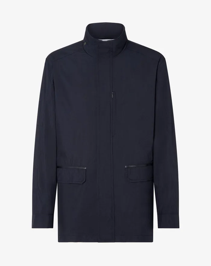 Corneliani Outerwear And Coats Navy Blue Technical Poplin Field Jacket 8211 Men