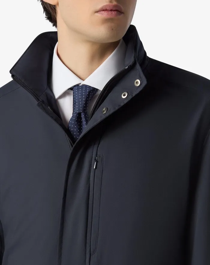Corneliani Outerwear And Coats Navy Blue Technical Poplin Field Jacket 8211 Men