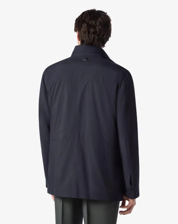 Corneliani Outerwear And Coats Navy Blue Technical Poplin Field Jacket 8211 Men