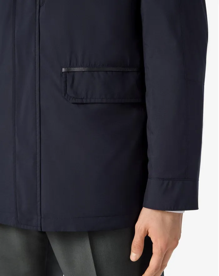 Corneliani Outerwear And Coats Navy Blue Technical Poplin Field Jacket 8211 Men
